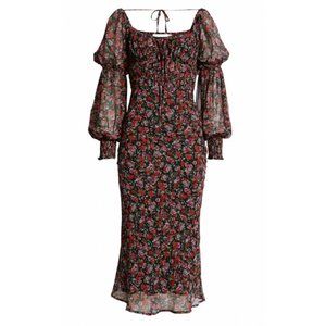 FLORET STUDIOS NWOT Chiffon Floral Peasant Dress Size M